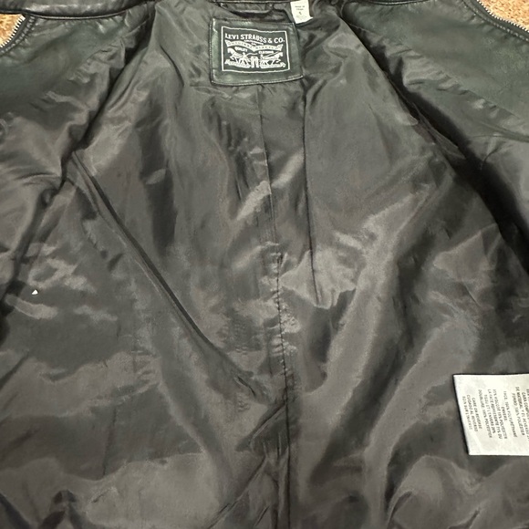 Levi’s Ladies Black Faux Vegan Leather Zip Biker Jacket Women’s Size SMALL NEW - Picture 10 of 12